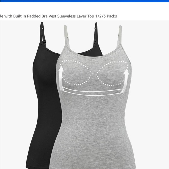 Women's Tank Tops with Built-in Bra (3 pc: blk, gray, olive) Small - Picture 4 of 8